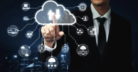 Cloud computing technology and online data storage for business network concept. Stock Photos