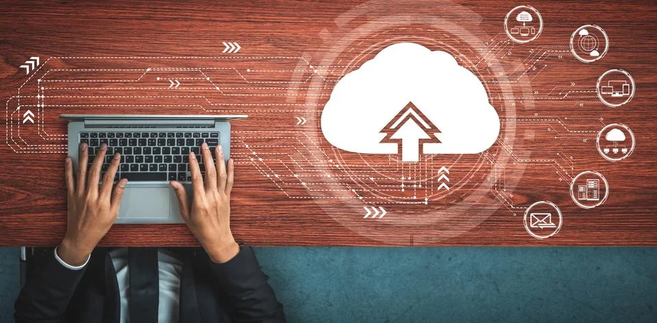 Cloud computing technology and online data storage for business network concept. Foto stock