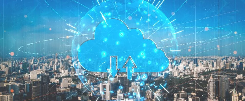 Cloud computing technology and online data storage for business network concept. Foto stock