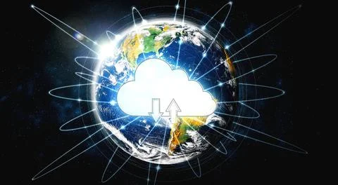 Cloud computing technology and online data storage in innovative perception Foto stock