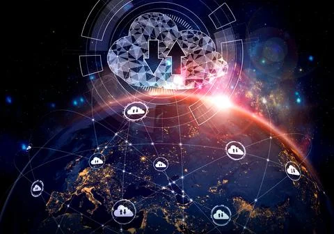 Cloud computing technology and online data storage in innovative perception Foto stock