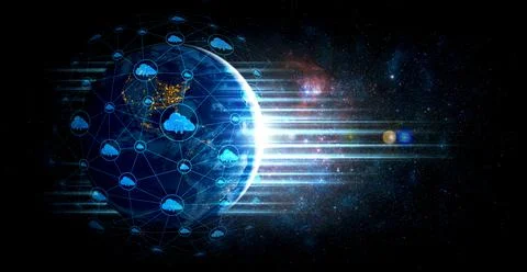 Cloud computing technology and online data storage in innovative perception Foto stock