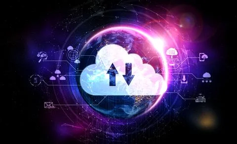 Cloud computing technology and online data storage in innovative perception Stock Photos