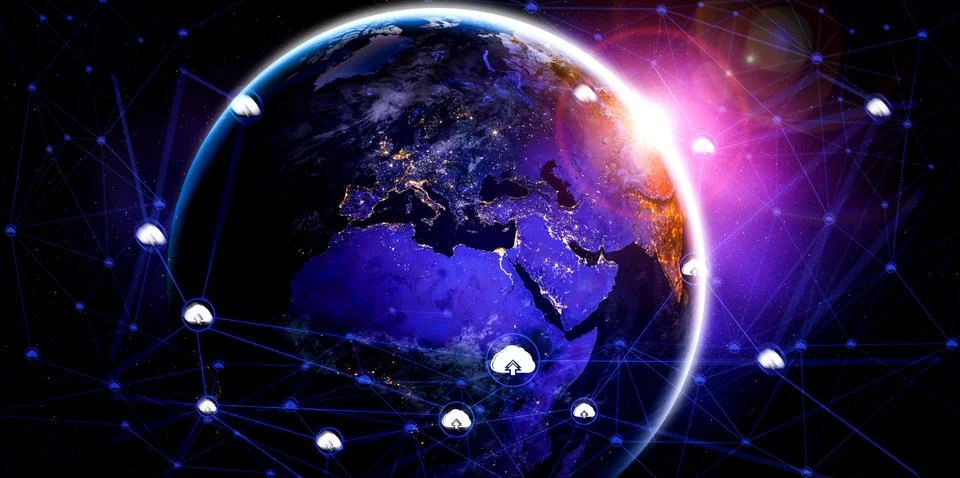 Cloud computing technology and online data storage in innovative perception Stock Photos