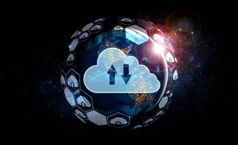 Cloud computing technology and online data storage in innovative perception Stock Photos