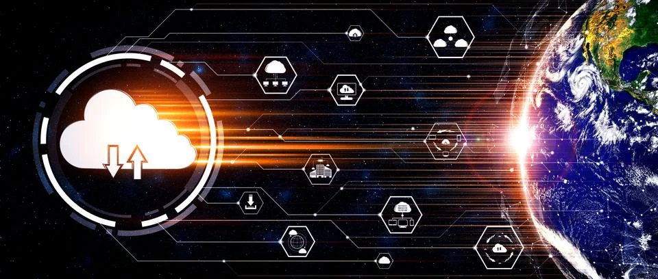 Cloud computing technology and online data storage in innovative perception Foto stock