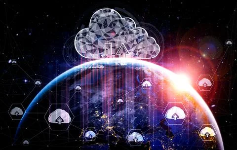Cloud computing technology and online data storage in innovative perception Foto stock