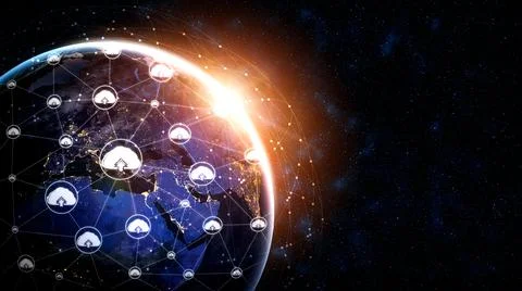 Cloud computing technology and online data storage in innovative perception Foto stock