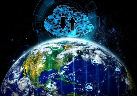 Cloud computing technology and online data storage in innovative perception Stock Photos