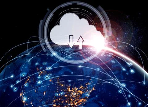 Cloud computing technology and online data storage in innovative perception 스톡 사진