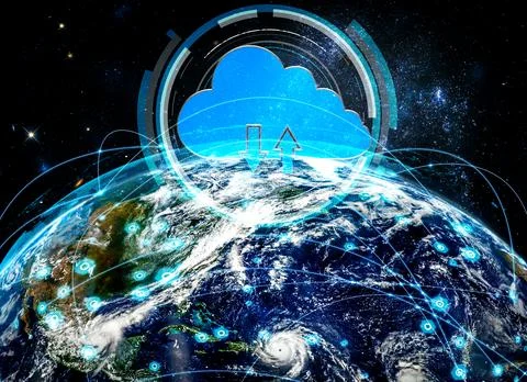 Cloud computing technology and online data storage in innovative perception Foto stock