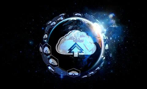 Cloud computing technology and online data storage in innovative perception Foto stock