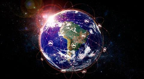 Cloud computing technology and online data storage in innovative perception Foto stock