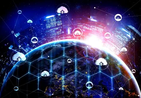 Cloud computing technology and online data storage in innovative perception Stock Photos