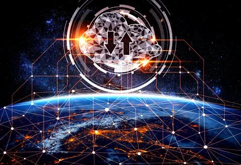 Cloud computing technology and online data storage in innovative perception Foto stock