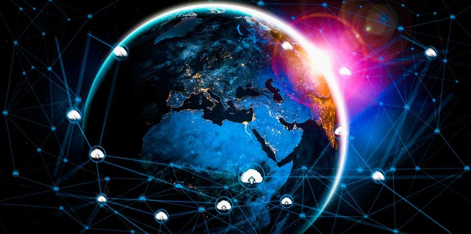 Cloud computing technology and online data storage in innovative perception Stock Photos