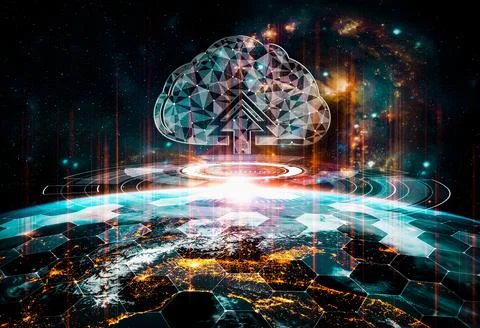 Cloud computing technology and online data storage in innovative perception Stock Photos