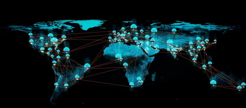 Cloud computing technology and online data storage in innovative perception Stock Photos