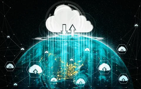Cloud computing technology and online data storage in innovative perception 스톡 사진