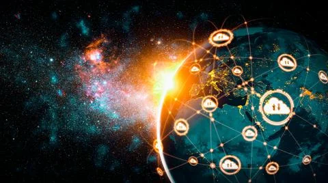 Cloud computing technology and online data storage in innovative perception Stock Photos