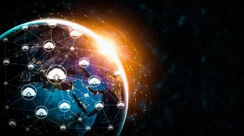 Cloud computing technology and online data storage in innovative perception Stock Photos