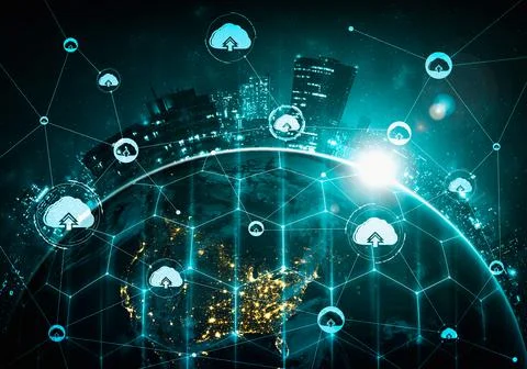 Cloud computing technology and online data storage in innovative perception 스톡 사진