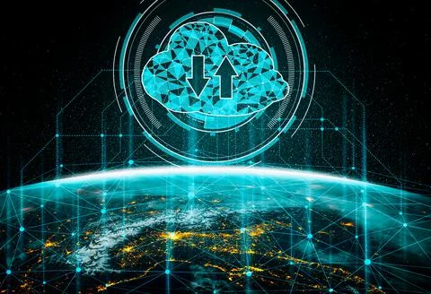 Cloud computing technology and online data storage in innovative perception Foto stock