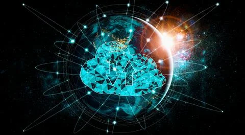 Cloud computing technology and online data storage in innovative perception Stock Photos