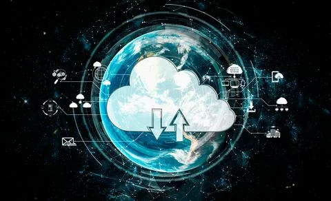 Cloud computing technology and online data storage in innovative perception Foto stock