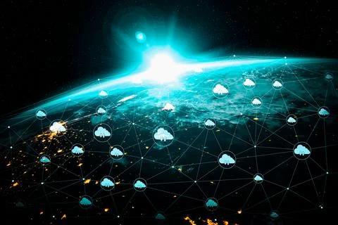 Cloud computing technology and online data storage in innovative perception Foto stock