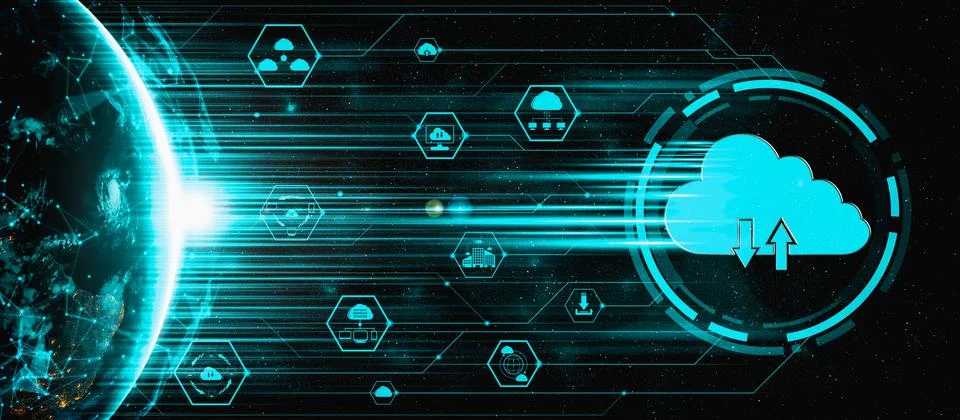 Cloud computing technology and online data storage in innovative perception Foto stock