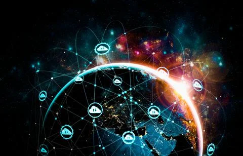 Cloud computing technology and online data storage in innovative perception Stock Photos