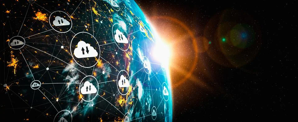 Cloud computing technology and online data storage in innovative perception Foto stock