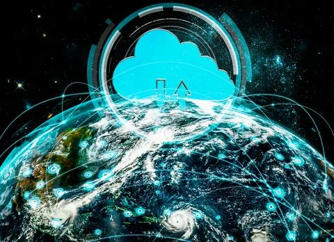 Cloud computing technology and online data storage in innovative perception Stock Photos