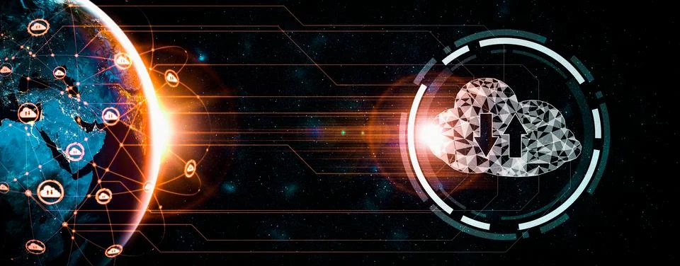 Cloud computing technology and online data storage in innovative perception Foto stock