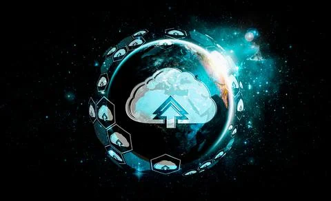 Cloud computing technology and online data storage in innovative perception Foto stock