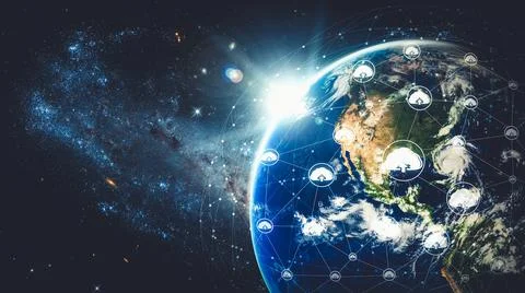 Cloud computing technology and online data storage in innovative perception Foto stock