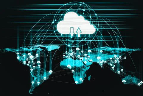 Cloud computing technology and online data storage in innovative perception Foto stock