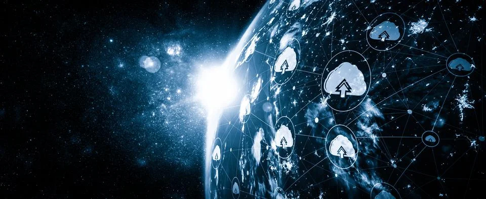 Cloud computing technology and online data storage in innovative perception Stock Photos