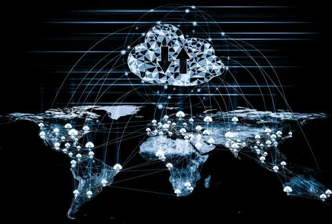 Cloud computing technology and online data storage in innovative perception Stockfoto's