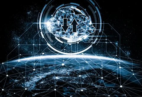 Cloud computing technology and online data storage in innovative perception Foto stock