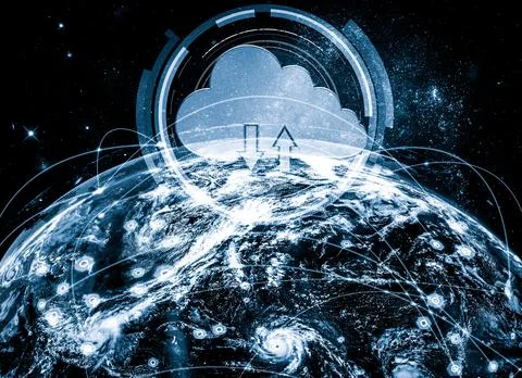 Cloud computing technology and online data storage in innovative perception Foto stock