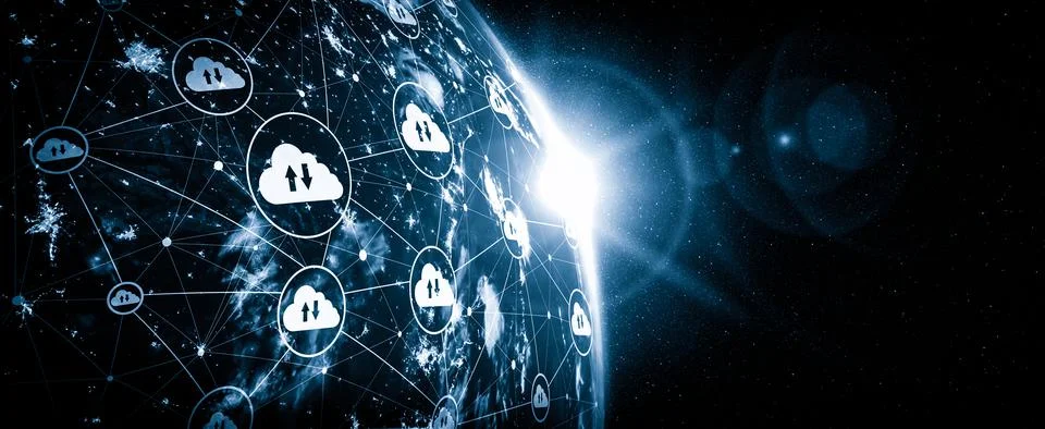 Cloud computing technology and online data storage in innovative perception Stock Photos