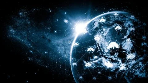 Cloud computing technology and online data storage in innovative perception Foto stock