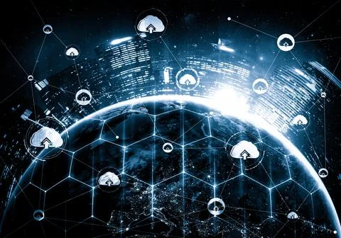 Cloud computing technology and online data storage in innovative perception Foto stock