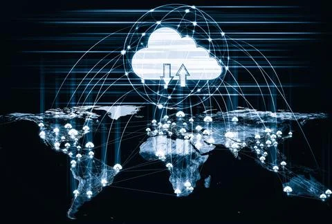 Cloud computing technology and online data storage in innovative perception Stock Photos