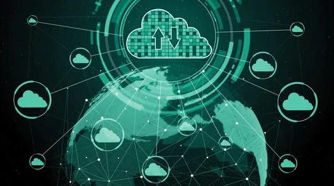 Cloud computing technology and online data storage for shrewd business network 스톡 사진