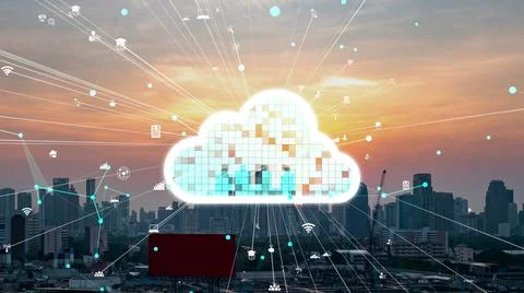 Cloud computing technology and online data storage for alteration data sharing Stockfoto's