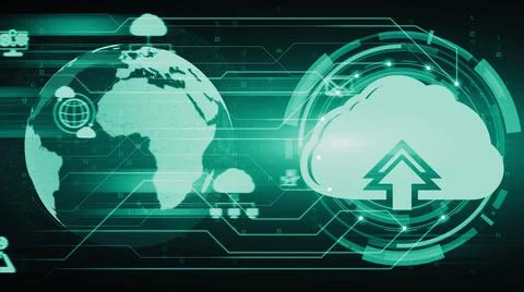 Cloud computing technology and online data storage for shrewd business network Stock Photos