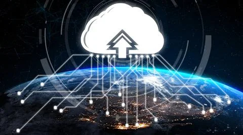 Cloud computing technology and online data storage for shrewd business network Stock Photos